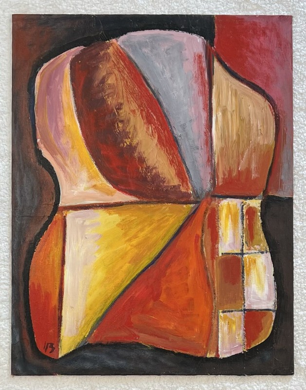 DAVID LESTER BLUMER (AMERICAN, 1935-2023) SIGNED ABSTRACT OIL ON BOARD PAINTING