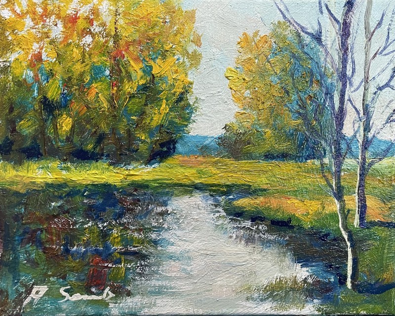 ANDREW SEMBERECKI IMPRESSIONIST LANDSCAPE OIL PAINTING RIVER TREES 8x10 CANVAS gallery
