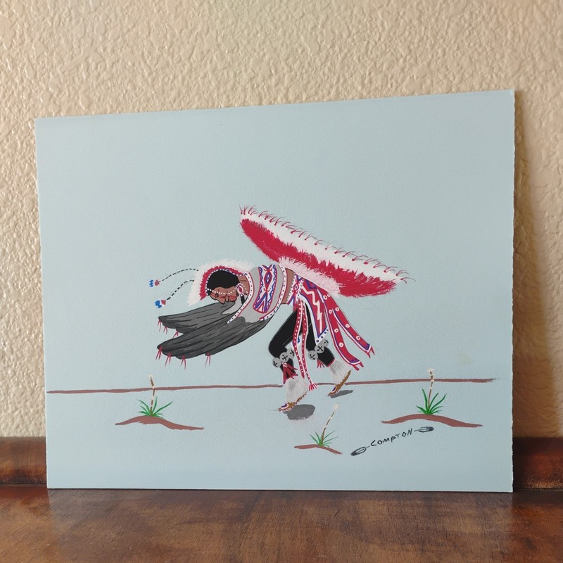 Beautiful Dancing Warrior Painting, 8″ x 10″, Signed