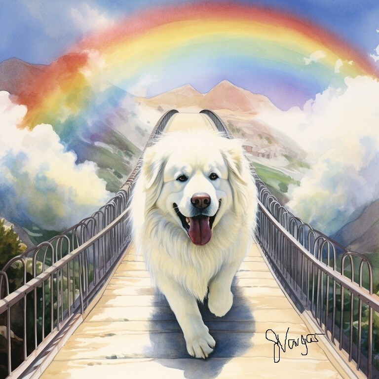 Watercolor Great Pyrenees Pet Memorial Painting Art Print INCLUDES 11X14 MATTING