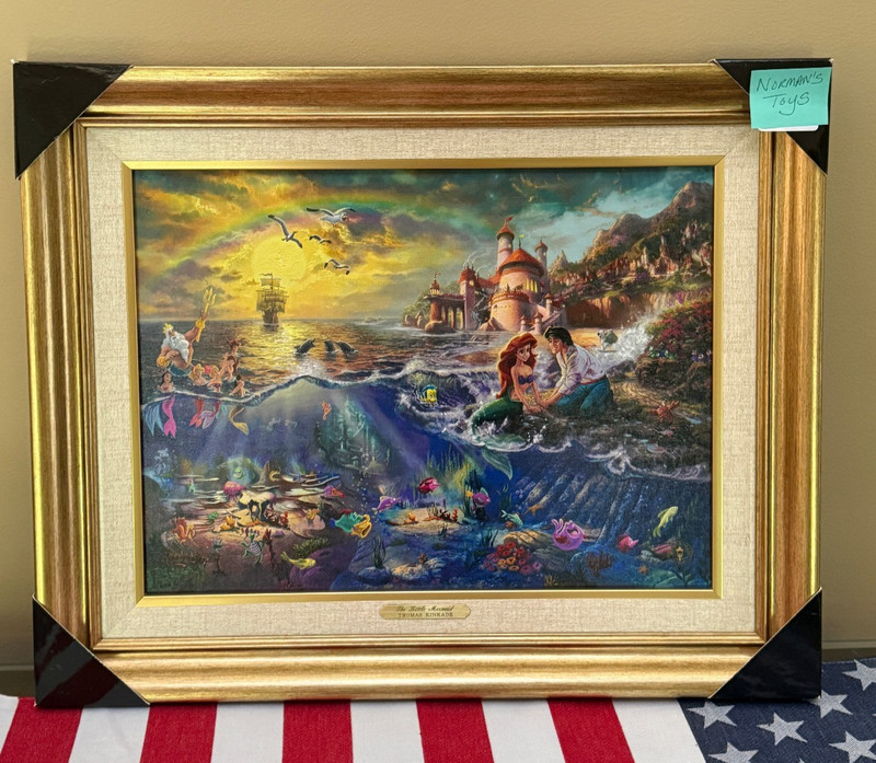 THOMAS KINKADE – THE LITTLE MERMAID 22″ x 17″ CANVAS Painting w/COA Item#5553