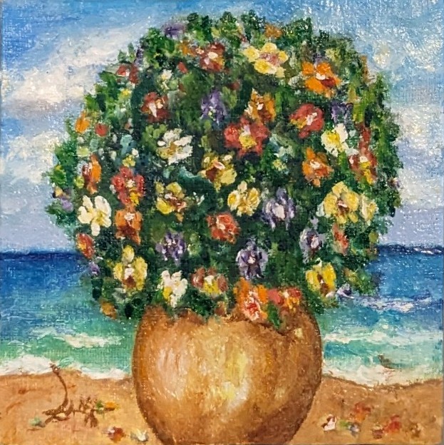 LANA Precious Life 3x3in small original oil on canvas unframed, 2026