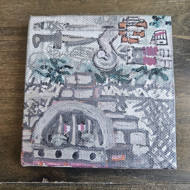 ORIGINAL 2022 HOMELESS ARTIST FOLK ART ACRYLIC ON CANVAS LOCKED UP TRAPPED