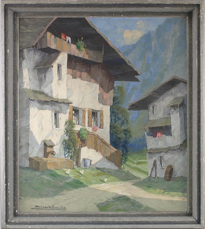 9160017 Painting Münnich, Alps Um 1950 38 3/16×33 1/8in