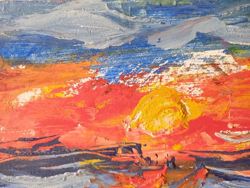 Sea Impasto Painting Original Art Impression Oil Painting 7.8 x 10 in gallery