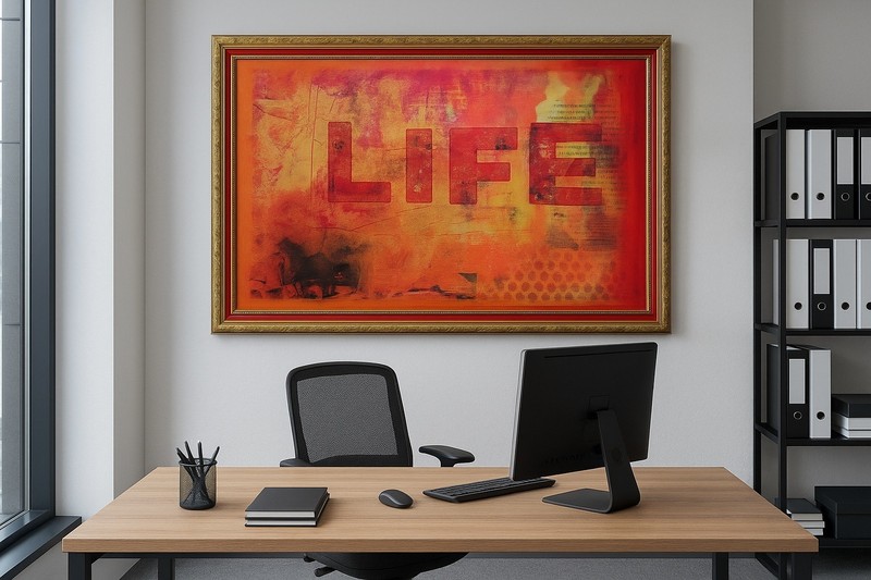 Large Framed Abstract Wall Mirrored Art «LIFE» – The Wrinkles of Life