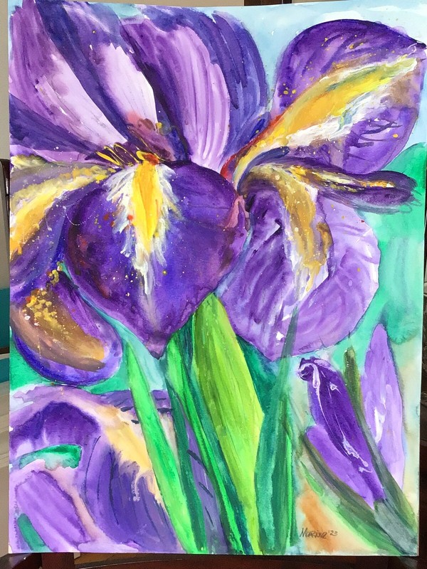 PURPLE IRIS 2.Original Watercolor Painting