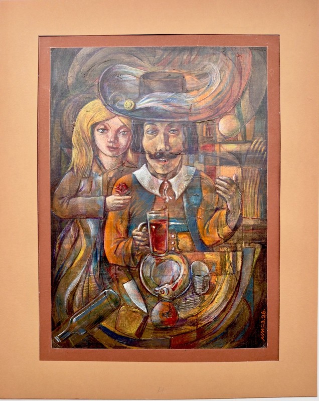 Original Russian Abstract Composition, Graphics, Postmodernism, Signed.