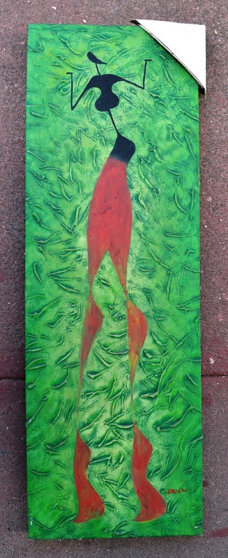 AFRICAN BLACK AMERICAN FOLK ART HAND PAINTED 12X36″ CANVAS NOT PRINT 477 GIFT