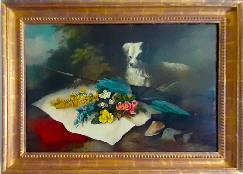 Still Life with a Spaniel in a Landscape
