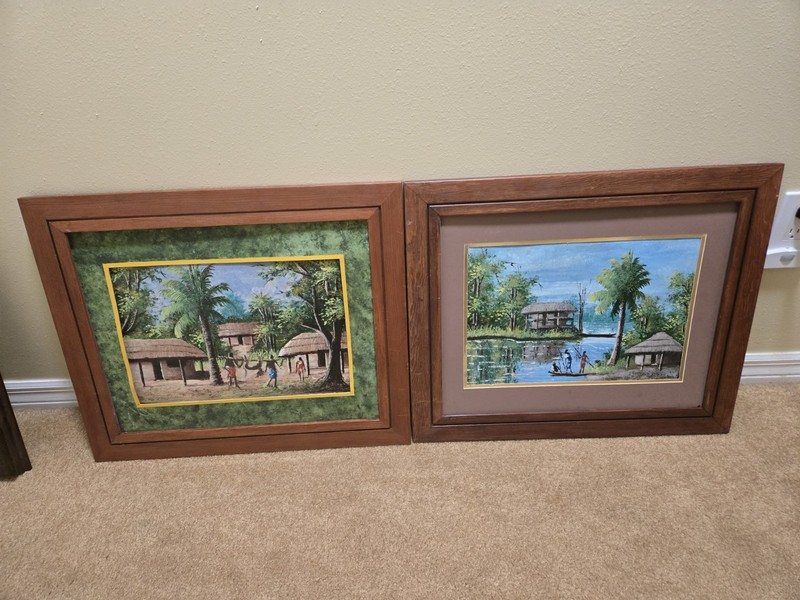 VTG (2) FRAMED SIGNED OIL On PAPER SCENE UNSIGNED