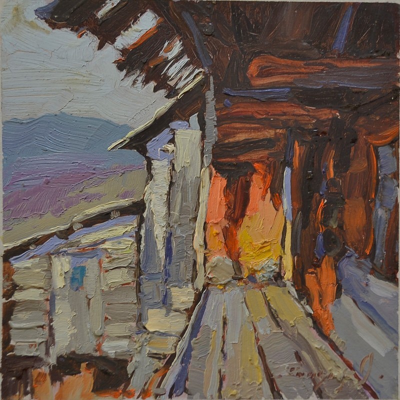 At Home, 20×20 cm, Cardboard, Painting by Shandor Alexander