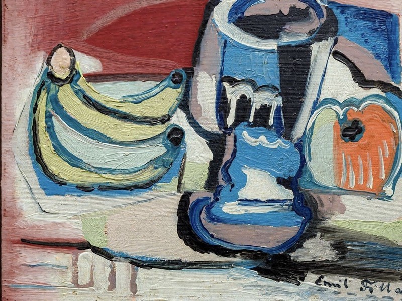 Emil Filla Style Oil Painting Cubist Art Hand Painted Canvas Signed
