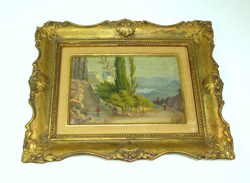 Romantika Picture Oil Painting Painting about 1900 Signed NK-155