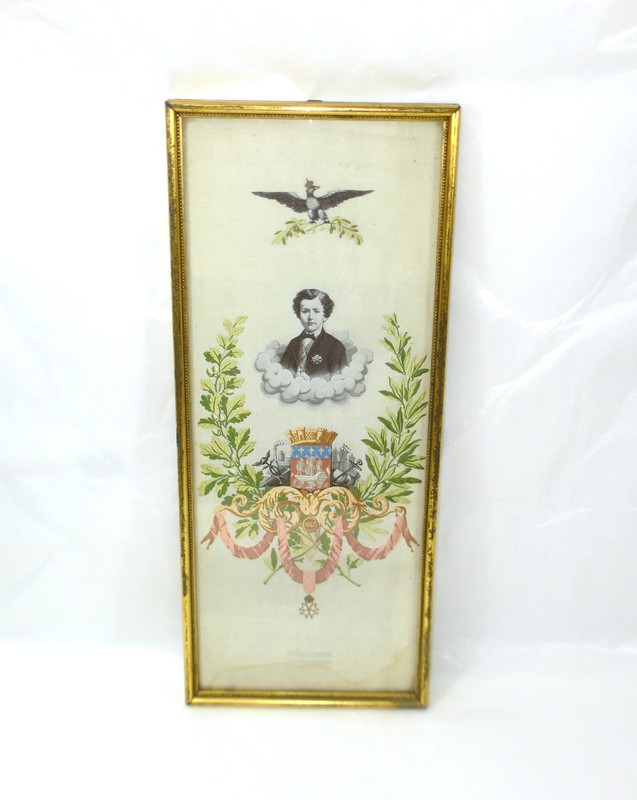 Napoleon Lyonnaiser Silk Embroidery Embroidered Picture France Paris about 1860