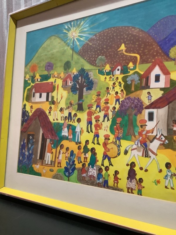 Pueblo Art by Artist Maya In Frame Signed by Artist Width 31.5 In Hieght 22 In gallery