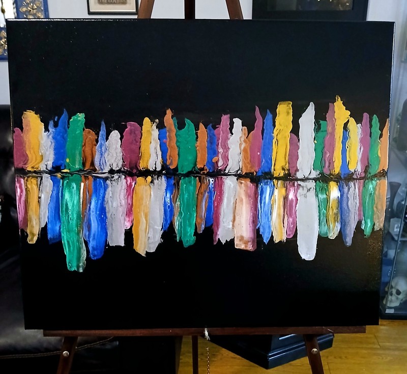 Metallic Reflections : Acrylic Painting On 24 x 20 Canvas With Gloss Varnish