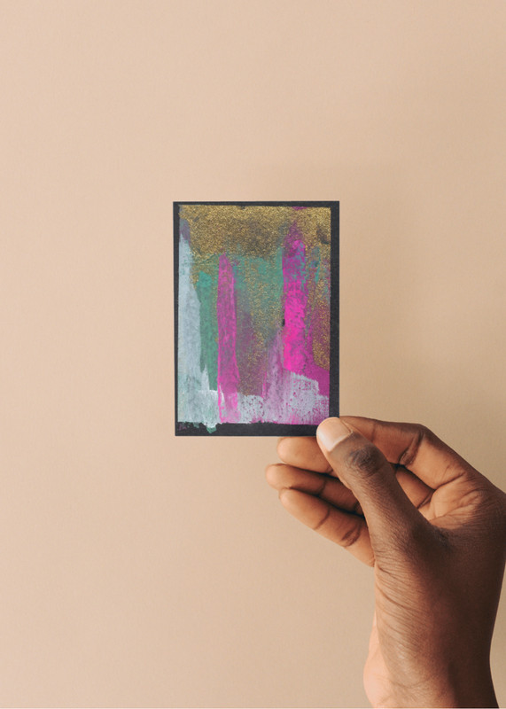 ACEO/ ATC Abstract Pink and Gold Gouache OOAK Original Art SaraClaireArt gallery