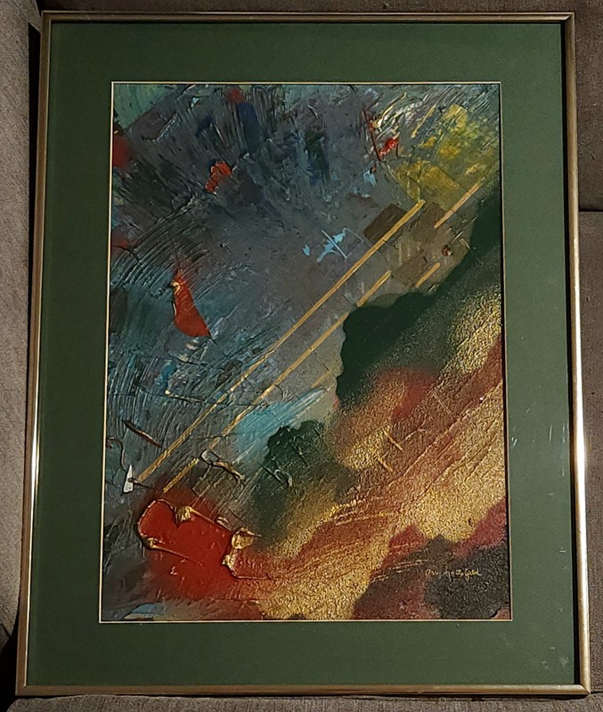 Original Gary Hartsfield Abstract Mixed Media Painting – Framed & Signed