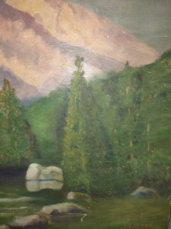 Mid Century Realist Landscape Signed Stanton 18 X 14" Unframed gallery