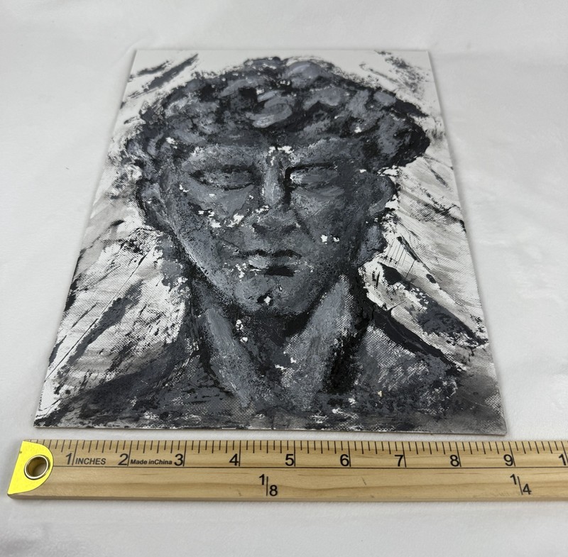 Textured Abstract David Bust Canvas Painting Black White Gray Wall Art 8x10 gallery