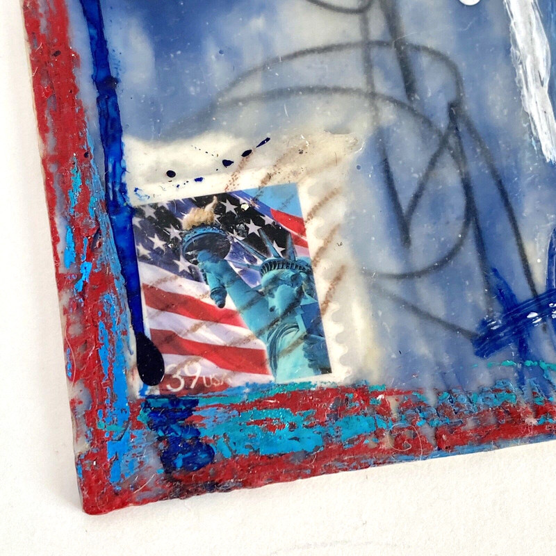 ACEO Libertys Whisper Original Encaustic Wax Collage Painting Tristina Elmes ATC gallery