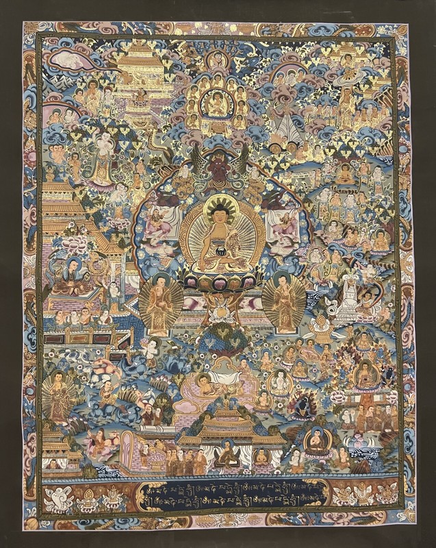 BUDDHA LIFE MANDALA MASTERPIECE TIBETAN THANGKA PAINTING HANDMADE NEPALESE ART