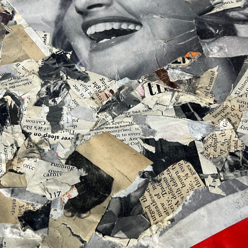 Original Mixed Media Abstract Art Collage 11x14 "1945 May 28 Life Magazine" gallery