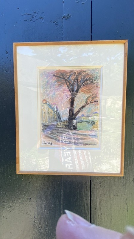 Jean Vinay (1907-1978) PARIS ? Wonderful Colored Pencil , Crayon City Abstract gallery