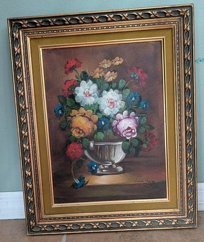 Lucia Huang MCM Original Painting Canvas Still Life with Flowers 16×12