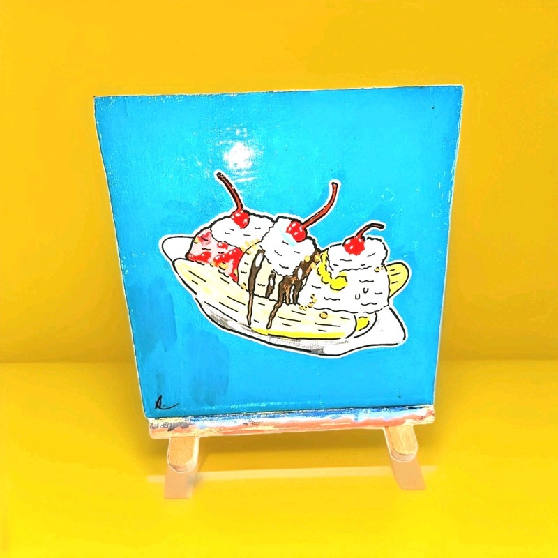 Original Art Painting Size 12 x 12 Inches On Wooden Panel Glossy Resin Finish