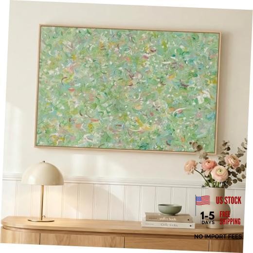 Framed Green Abstract Wall Art, Modern Canvas Prints 36″L x 24″W Green Colorful