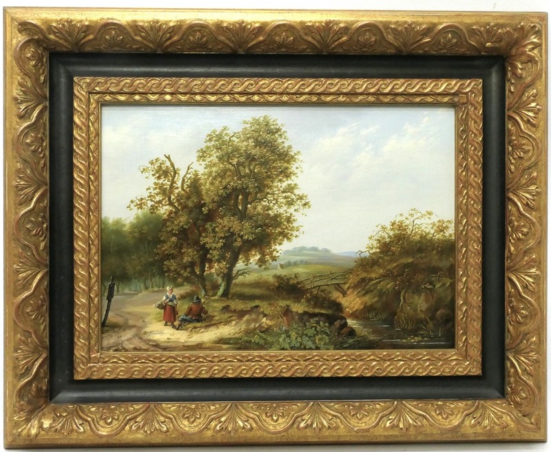 Johann Wilhelm Cordes Landscape Painting Oil on Oak 36.0 x 25.5 cm