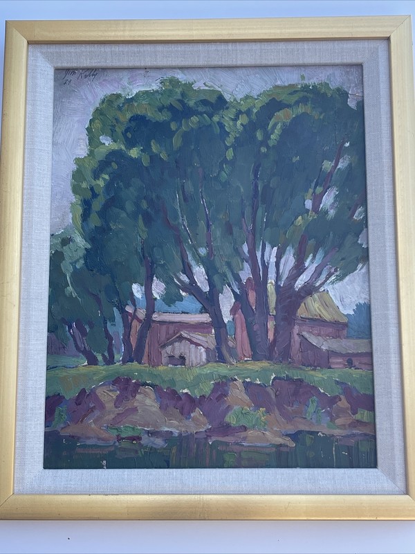 ANTIQUE PAINTING LANDSCAPE LISTED AMERICAN IMPRESSIONIST Kelly 1920’s Signed gallery