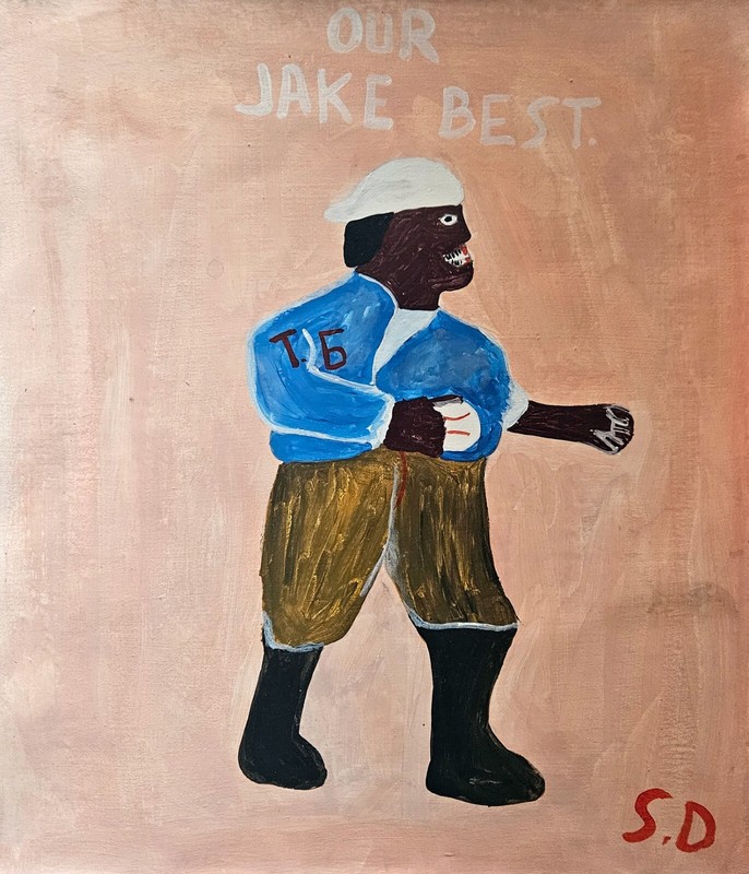 Sam Doyle Signed Folk Art Painting on Canvas – African American Southern Art