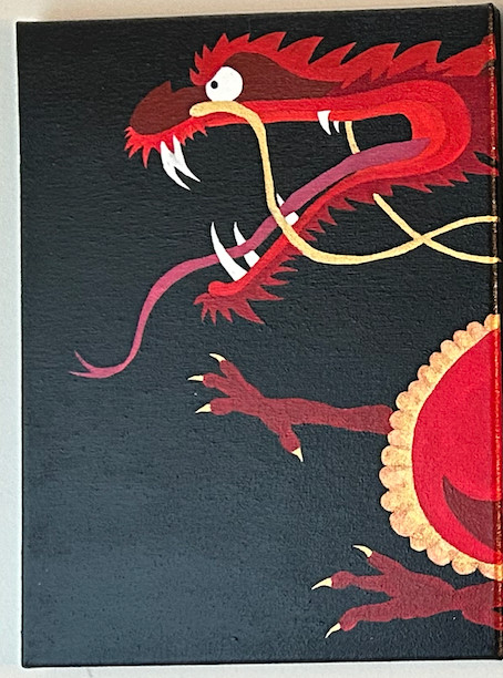 Dragon Acrylic on Canvas. Handmade Painting Decor. 3 Parts. 10 in X 8 in (x3) gallery