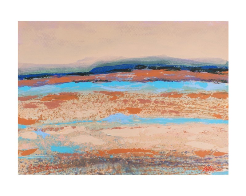 Harry Hilson Signed 1980s “Route South” Abstract Acrylic Landscape