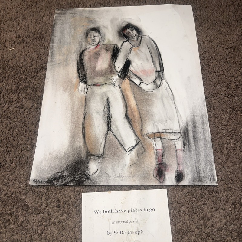 Sefla Joseph Original Pastel We Both Have Places To Go Art Unframed