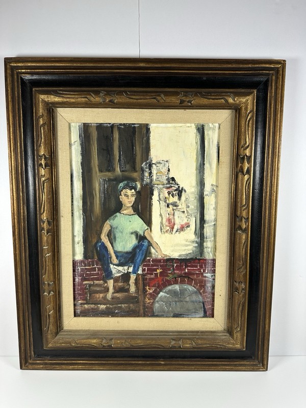 Mid-Century Figurative Oil Painting c1963 – Exhibited Santa Monica – Framed