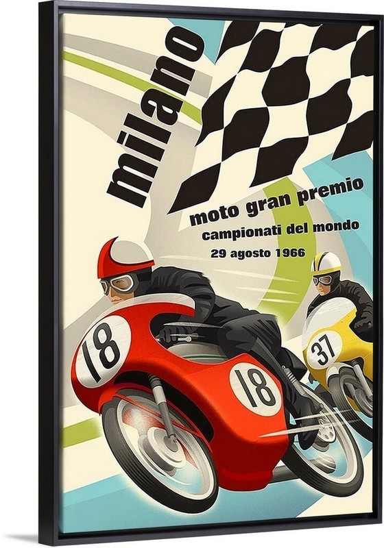 Milano Moto Gran Premio 1966 Travel Poster or Gallery Canvas Wrap Motorcycle Rac