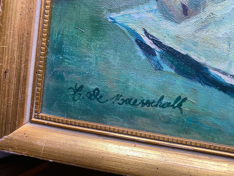 ::OIL PAINTING SIGN. MAINSCHALL STILL LIFE FRUIT WITH PITCHER PEAR APPLE NUTS gallery