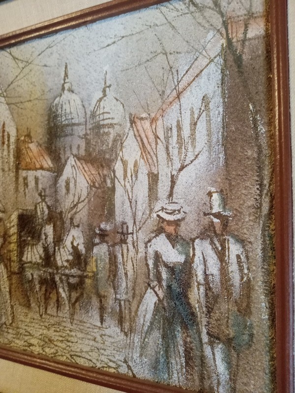Vintage Original Boris Chezar Oil and Sand Painting 10"X8" Signed And Framed gallery