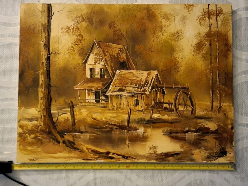 Rustic cabin in the woods very thick paint beautifully done signed Will gallery