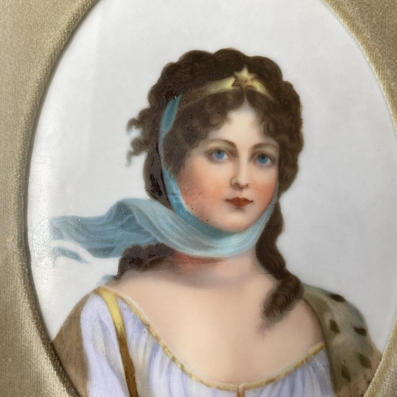 Hand Painted German Porcelain Plaque, KPM? Neoclassical Maiden gallery