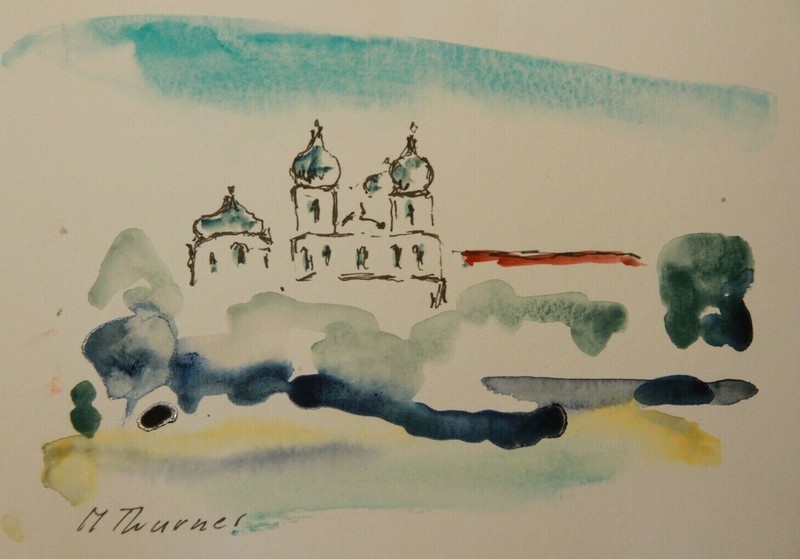 Original watercolor capes in Würzburg signed Maria Thurner *** 21 x 15 cm