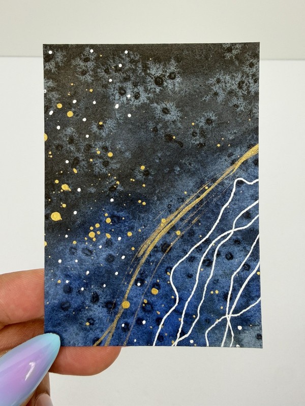Original ACEO Watercolor Abstract Series #1/2 Mini Painting 3.5×2.5 ATC