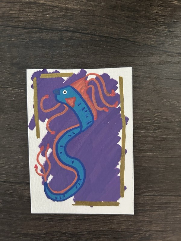 ACEO Original Ocean Sea Life Oar Fish 2.5”x3.5” Acrylic Painting by Anna