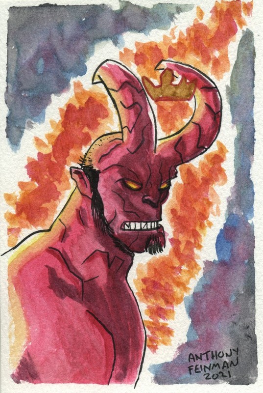 Dark Horse Comics Hellboy, Watercolor Original 4×6
