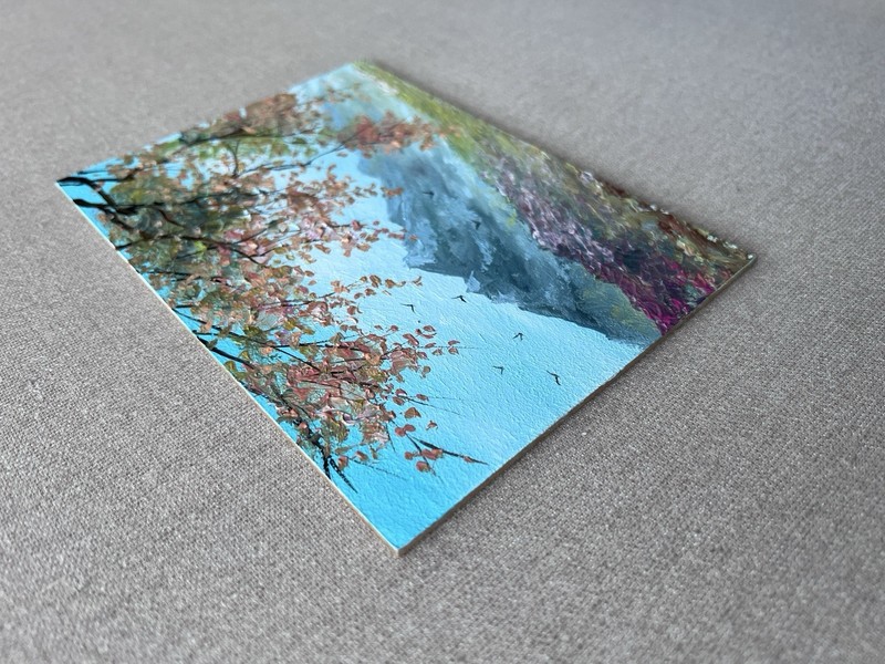 Original Mountain Landscape Oil Painting, Small Alpine Wall Art, Impressionist gallery