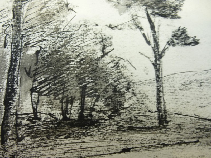 Watercolour / Charcoal Drawing "Central German Landscape" Unsigned gallery